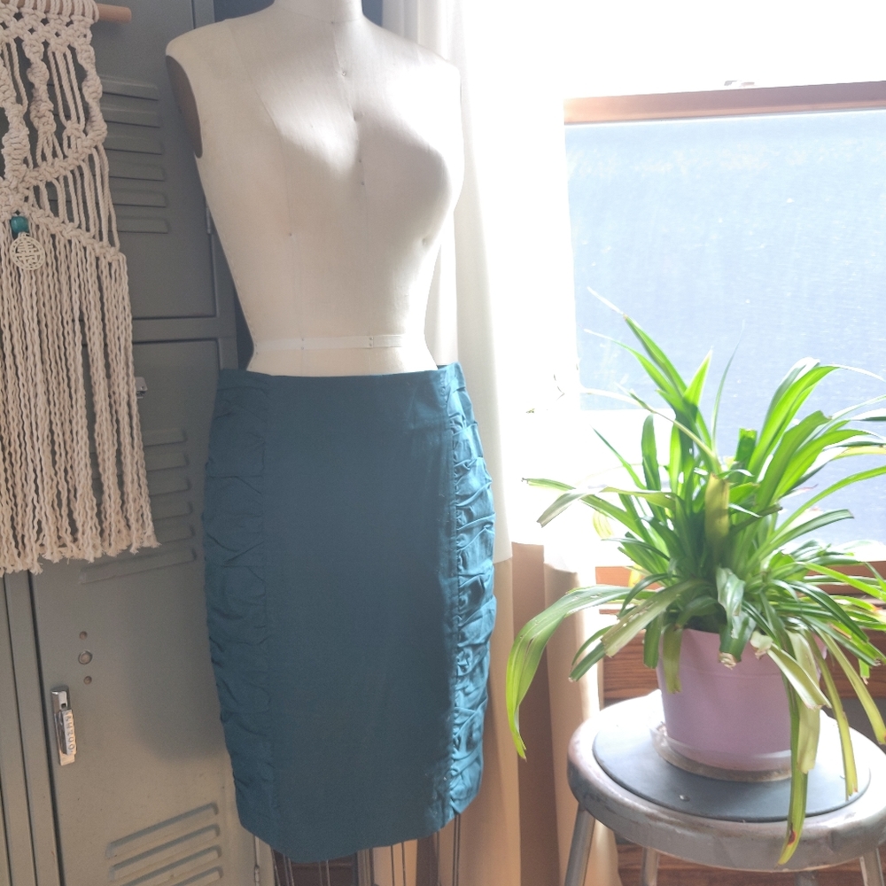 Cartonnier Anthropologie dark teal pencil skirt